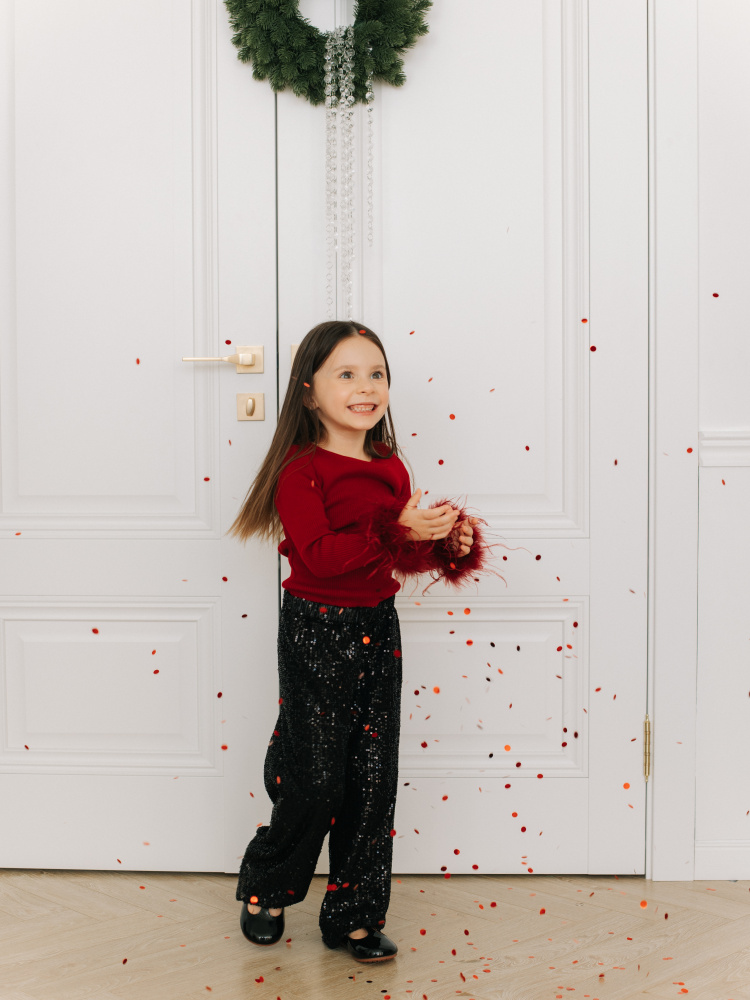 Образ с лонгсливом и брюками, Бордовый Образ с лонгсливом и брюками, Бордовый