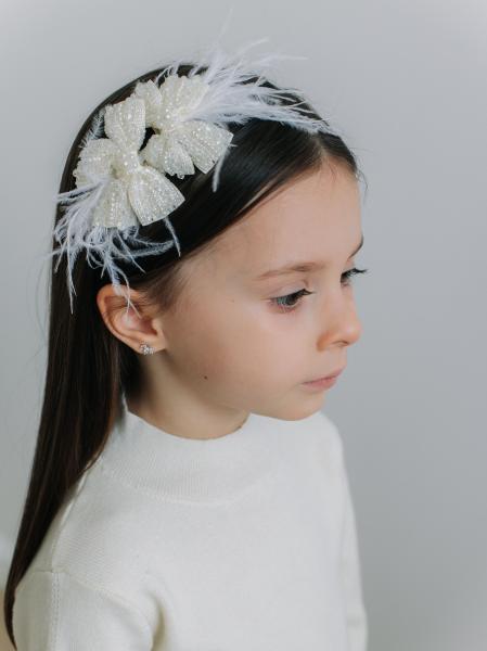 Ободок с бантиком из бисера, Молоко