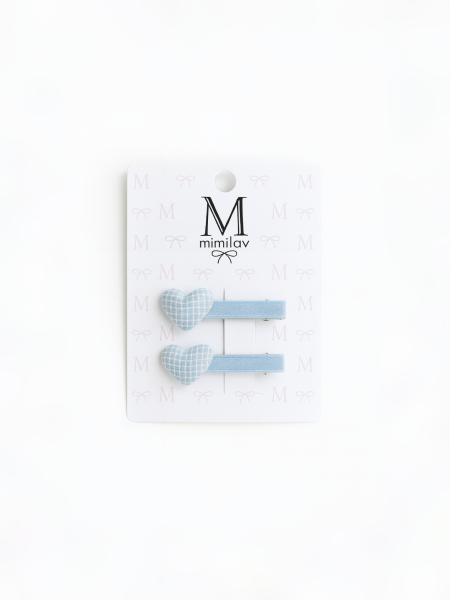 Комплект заколок "Сердечки", Голубой