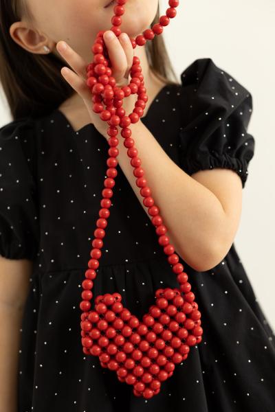 Сумка из бусин "Сердце", Красный