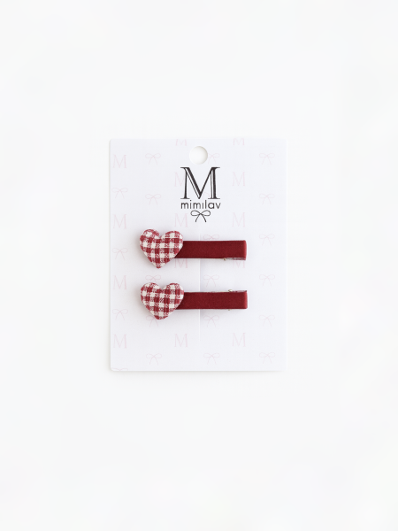 Комплект заколок "Сердечки", Бордовый