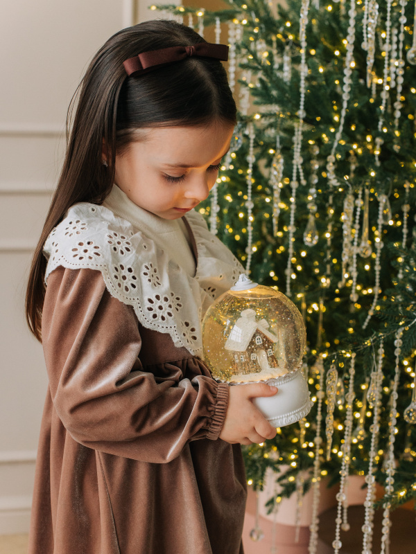 Ободок с атласным бантиком, Коричневый