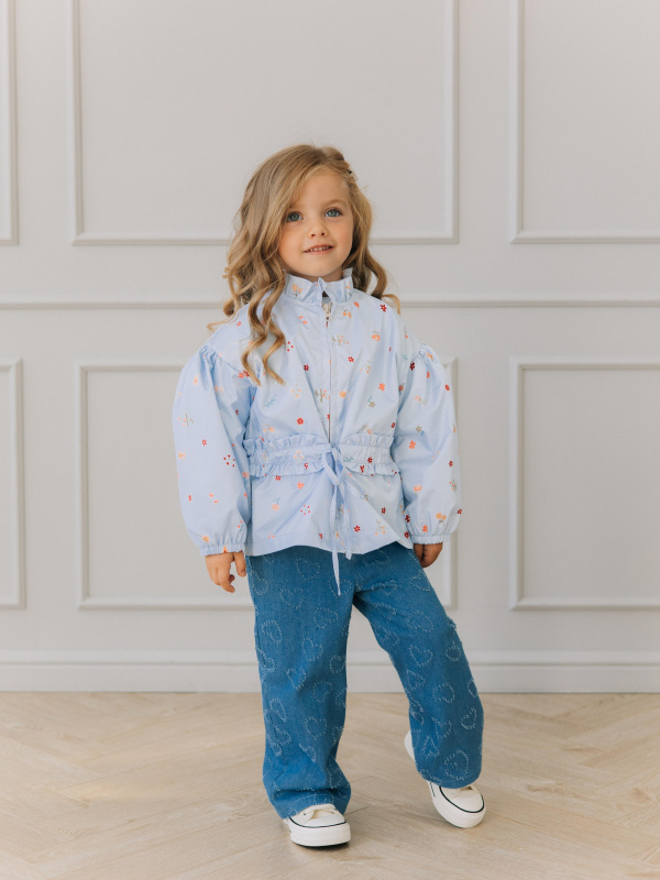 Ветровка в цветочек, Голубой