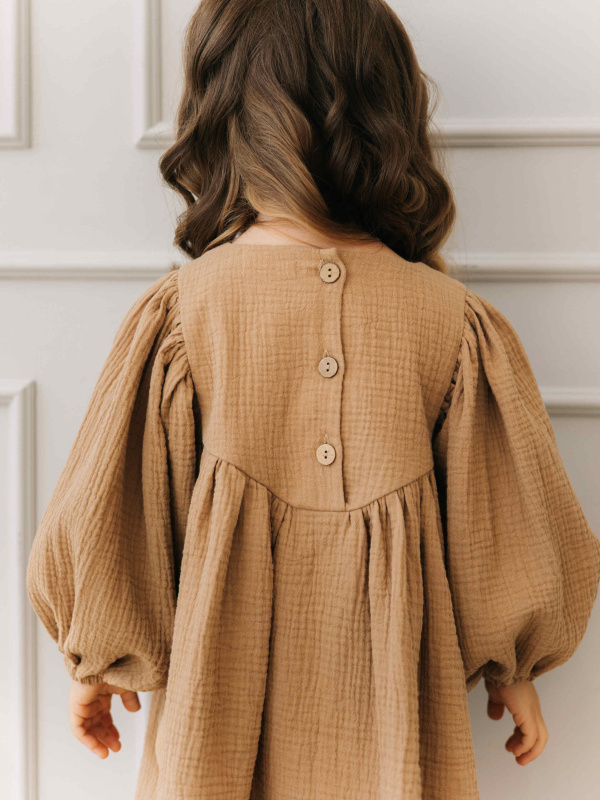 Платье с вышивкой из муслина, Кофе