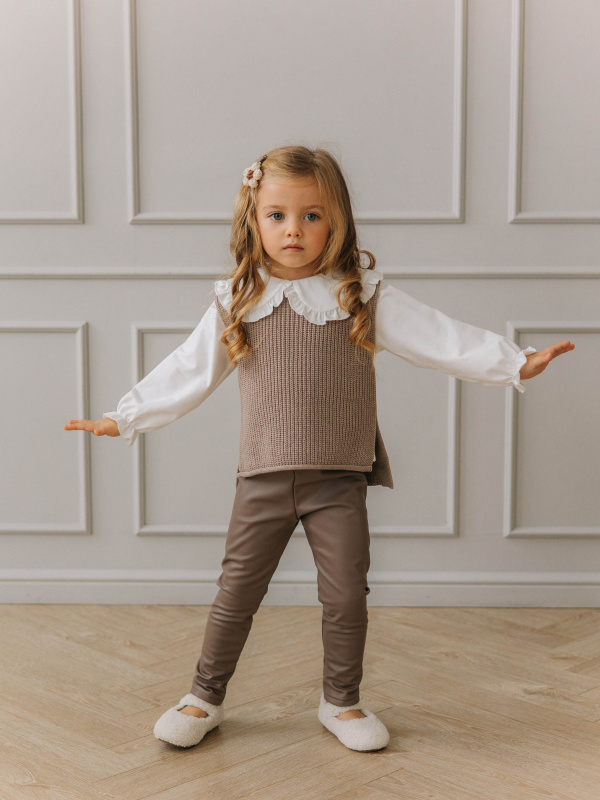 Лосины из экокожи с начесом, Бежевый