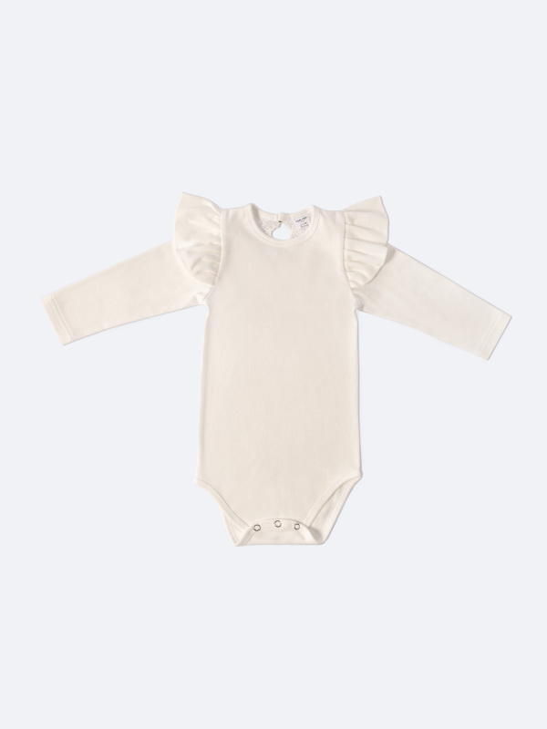 Боди c кружевной спинкой с длинным рукавом, Молоко