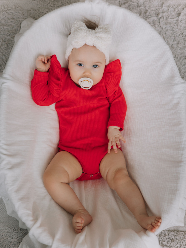 Боди лапша с длинным рукавом и крылышками, Красный