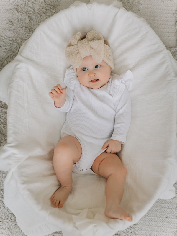 Боди лапша с длинным рукавом и крылышками, Белый