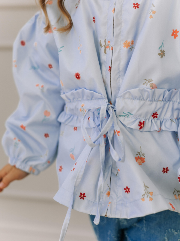 Ветровка в цветочек, Голубой