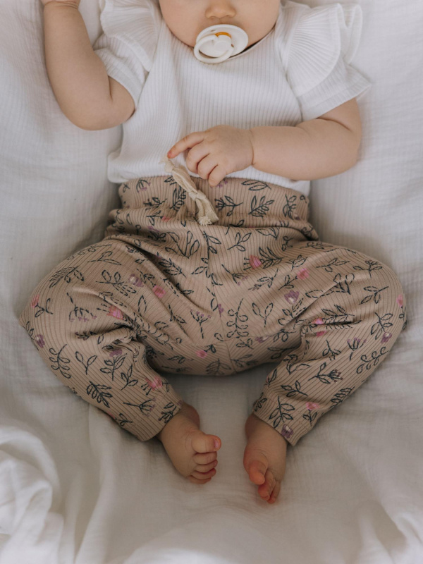 Лосины лапша в цветочек, Бежевый