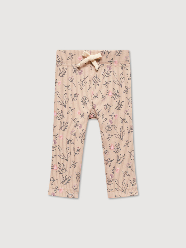 Лосины лапша в цветочек, Бежевый