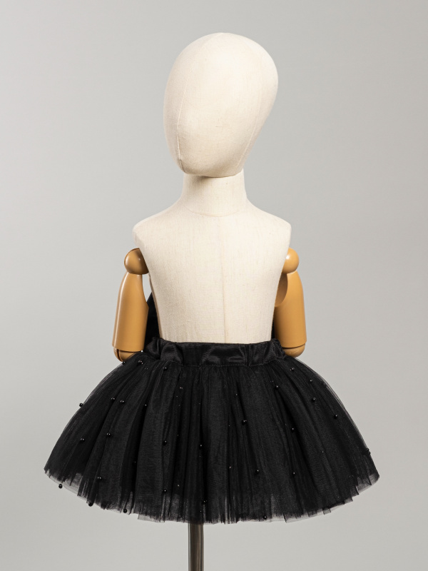 Юбка с бусинками, Черный с черными бусинками