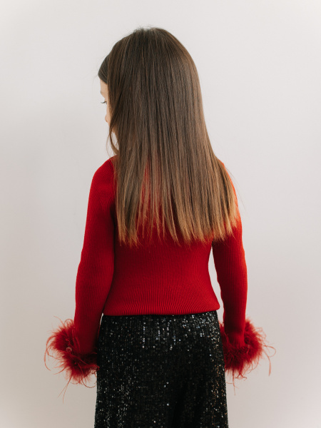 Лонгслив с перьями, Бордовый