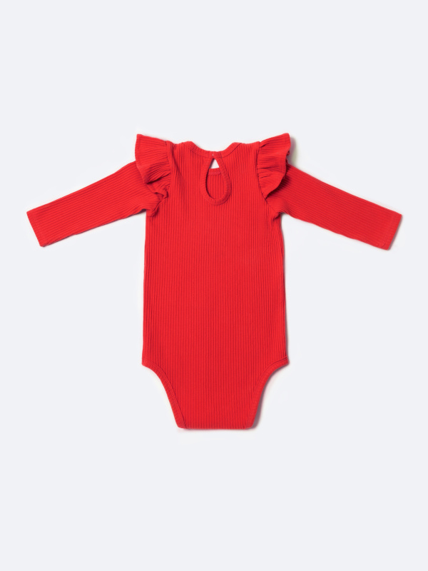Боди лапша с длинным рукавом и крылышками, Красный