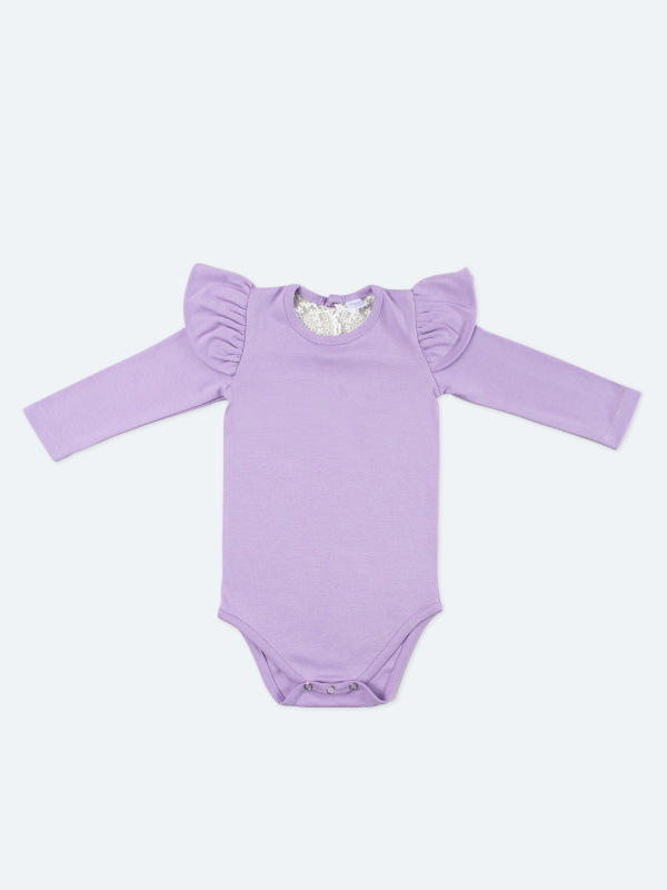 Боди c кружевной спинкой с длинным рукавом, Лавандовый