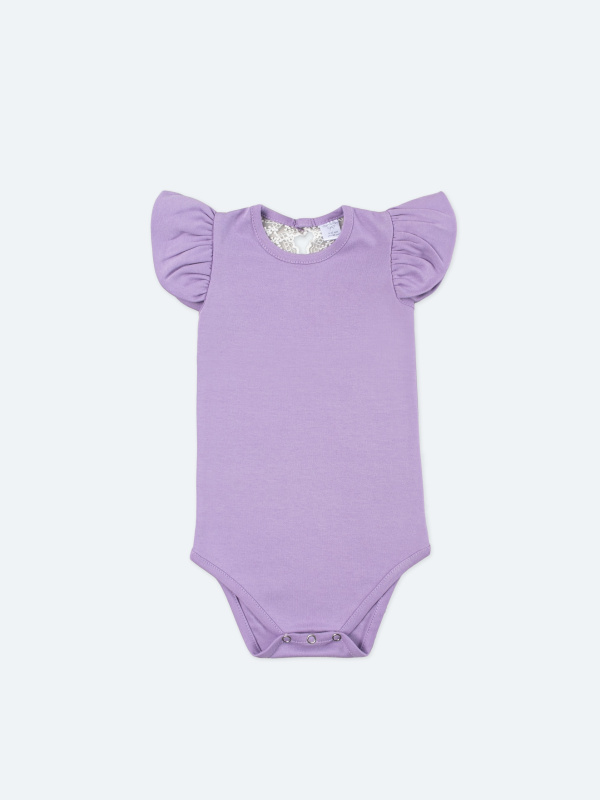 Боди c кружевной спинкой с коротким рукавом, Лавандовый