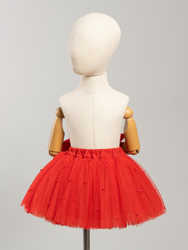 Юбка с бусинками, Красный