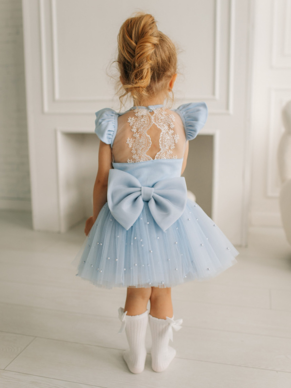 Юбка с бусинками, Голубой