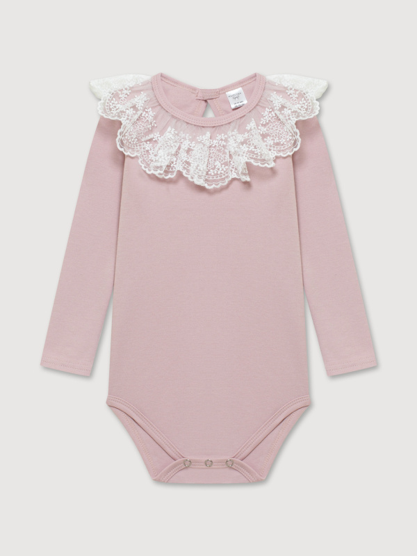 Боди c воротником, Пудровый