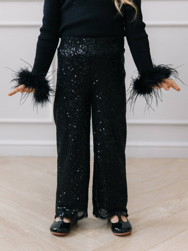 Брюки с пайетками, Черный 