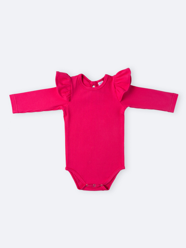 Боди лапша с длинным рукавом и крылышками, Малиновый
