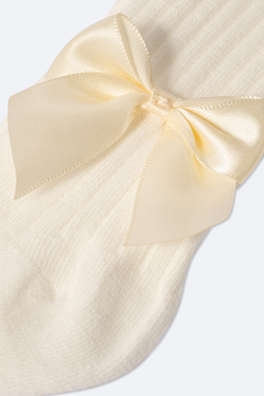 Колготки с бантиком в рубчик, Молоко