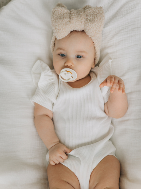 Боди лапша с коротким рукавом и крылышками, Молоко