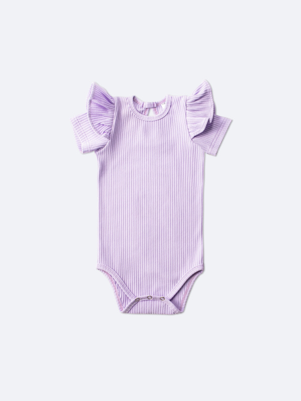 Боди лапша с коротким рукавом и крылышками, Лавандовый