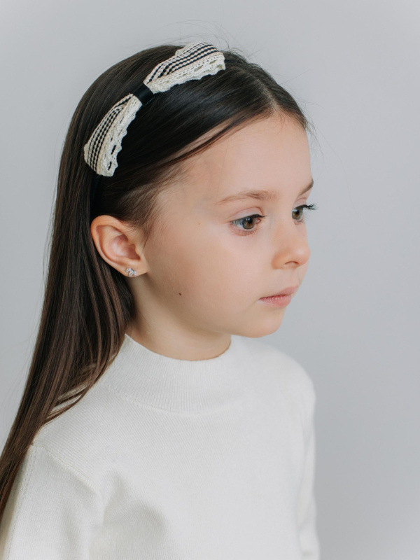 Ободок с кружевным бантиком, Черный