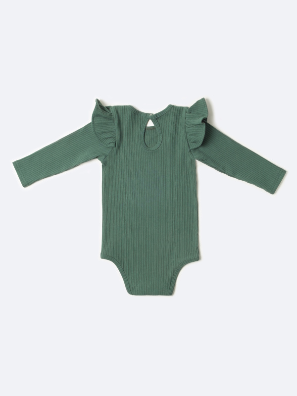 Боди лапша с длинным рукавом и крылышками, Изумрудный