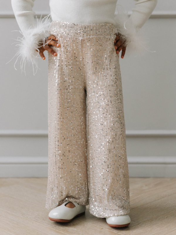 Брюки с пайетками, Бежевый 