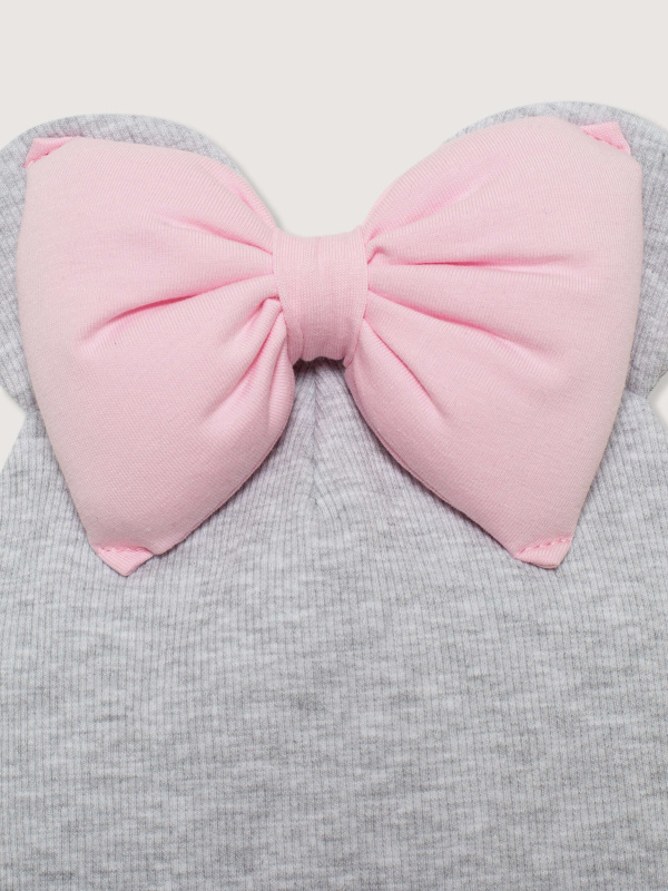 Шапка Минни, Серый с розовым бантом 