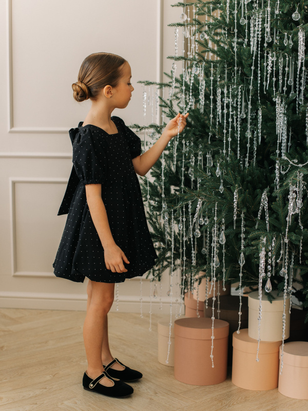 Платье со стразами, Черный