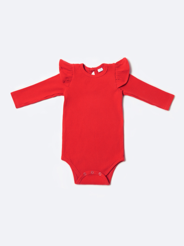 Боди лапша с длинным рукавом и крылышками, Красный