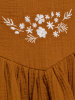 Платье с вышивкой из муслина, Горчичный