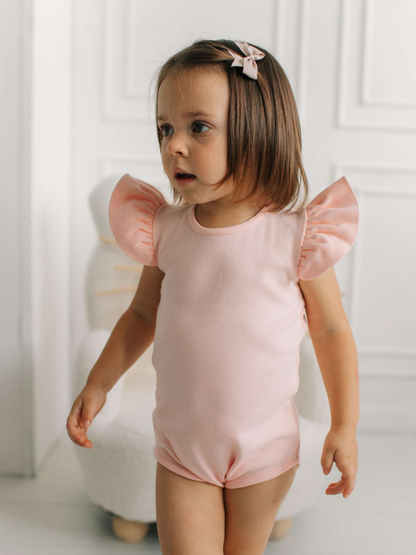 Боди c кружевной спинкой с коротким рукавом, Розовый