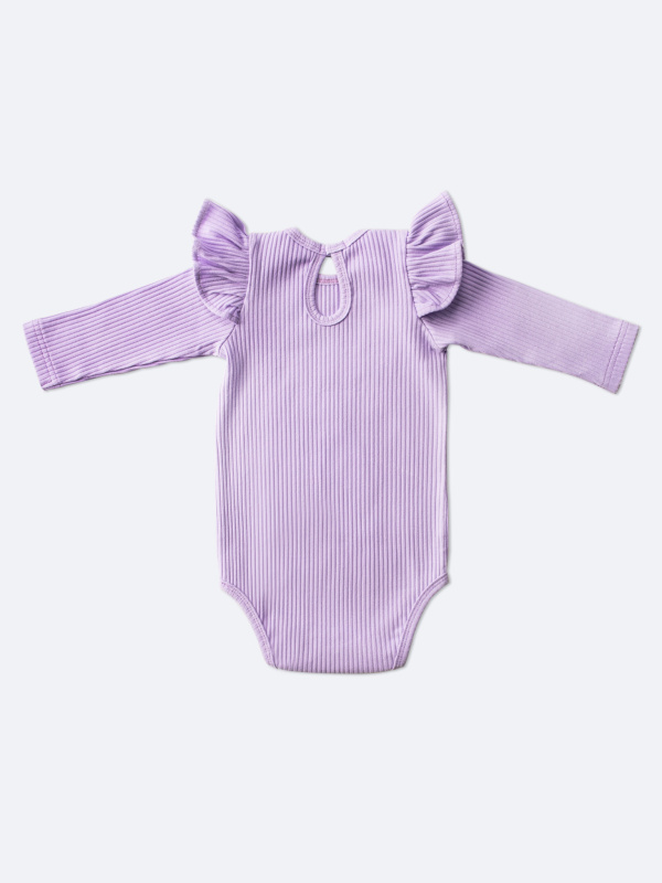 Боди лапша с длинным рукавом и крылышками, Лавандовый