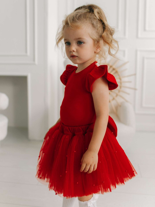 Юбка с бусинками, Красный