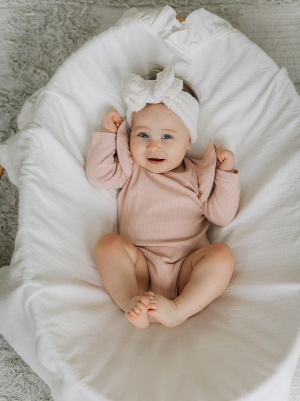 Боди лапша с длинным рукавом и крылышками, Пудровый