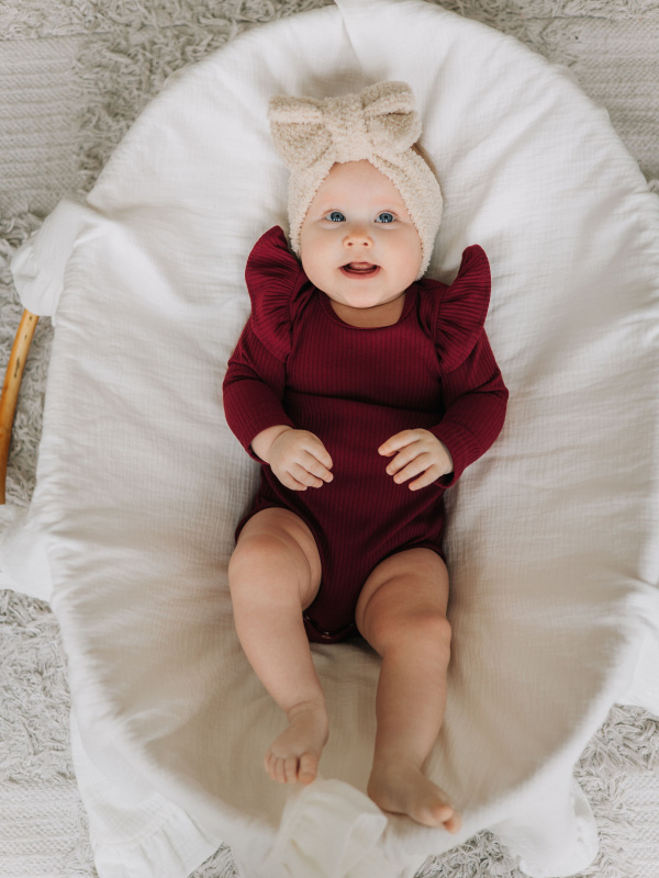 Боди лапша с длинным рукавом и крылышками, Бордовый