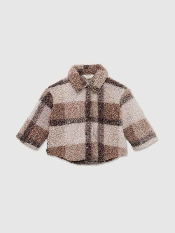 Меховая куртка в клетку, Кофе