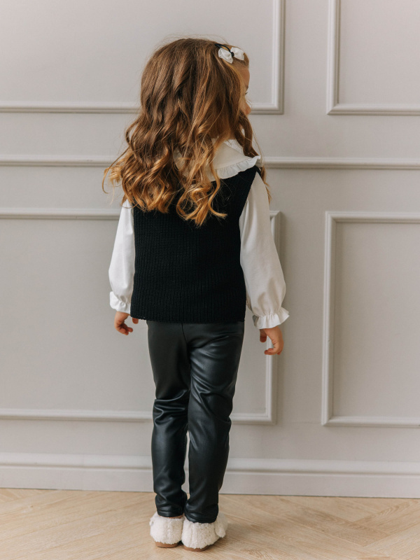 Лосины из экокожи с начесом, Черный