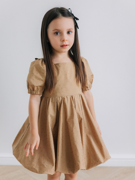 Платье со стразами, Бежевый