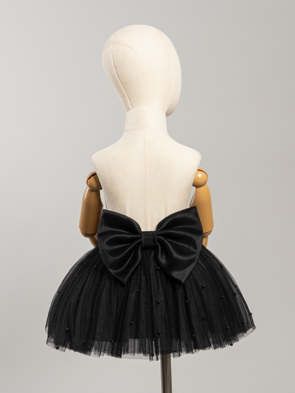 Юбка с бусинками, Черный с черными бусинками