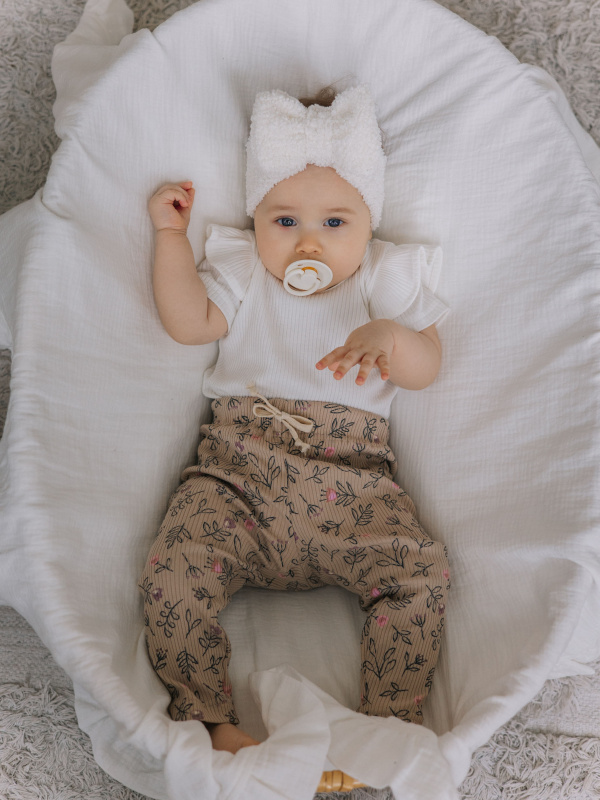 Лосины лапша в цветочек, Бежевый