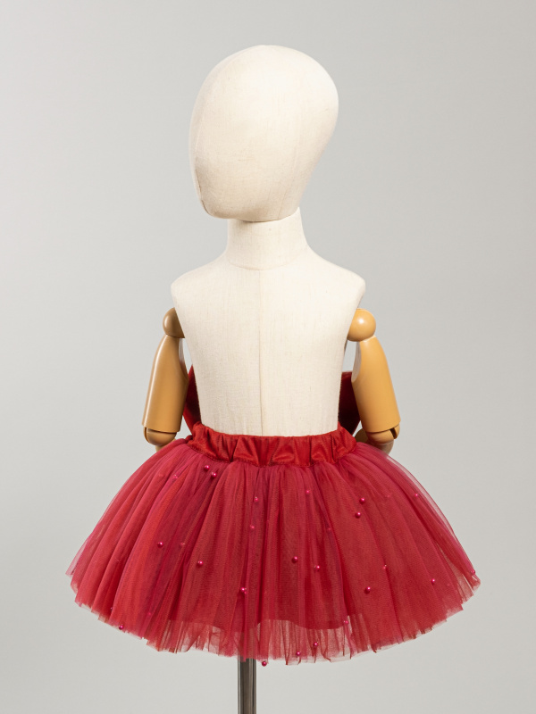 Юбка с бусинками, Бордовый