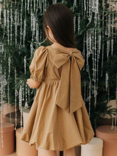 Платье со стразами, Бежевый