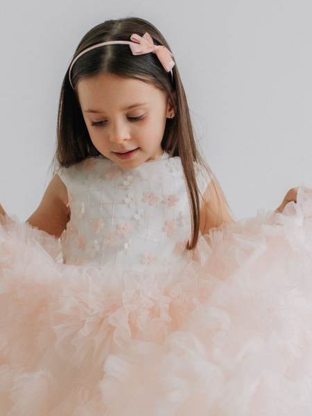 Ободок с кружевным бантиком, Розовый