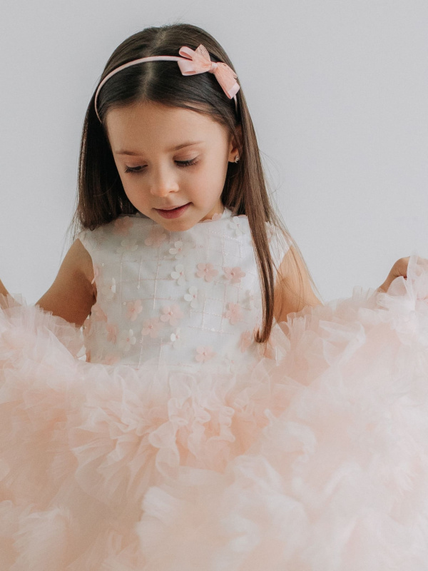 Ободок с кружевным бантиком, Розовый