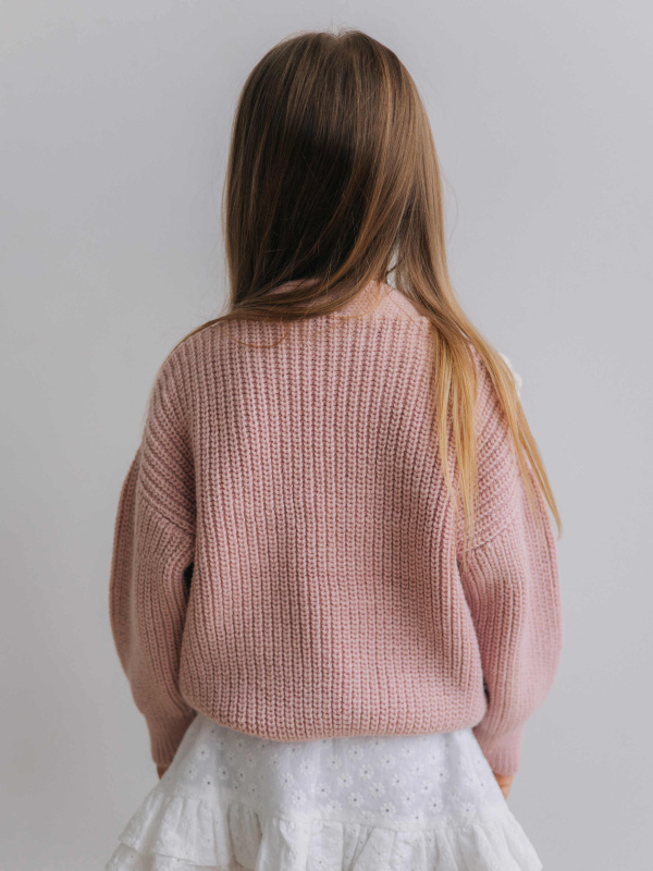 Кардиган с цветами, Пудровый